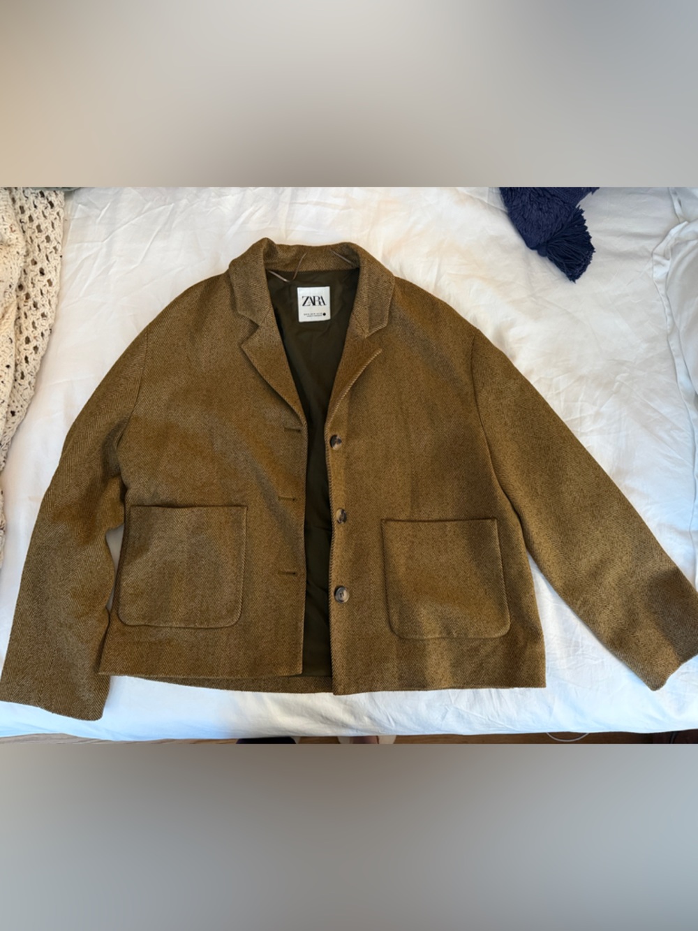 Zara Women's Brown Lightweight Patch-Pocket Jacket